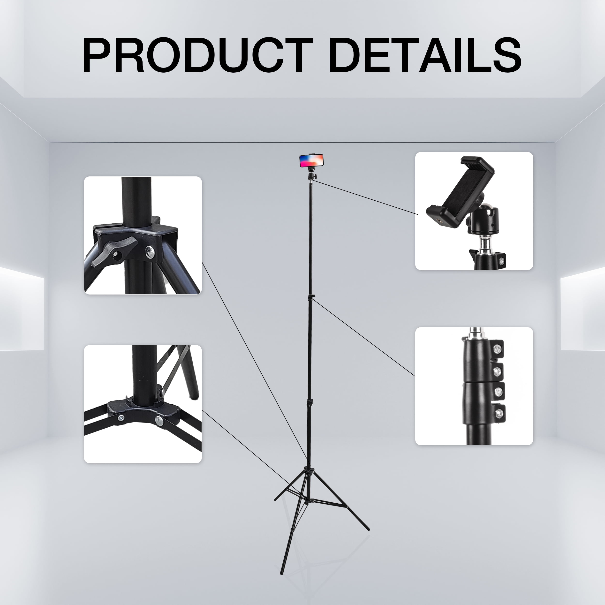 Dawot Phone Tripod Stand, 78in Extendable and Lightweight Aluminum Tripod Stand Cell Phone Mount Holder Wireless Remote for iPhone & Android Phone Photography, Video Recording, Vlogging