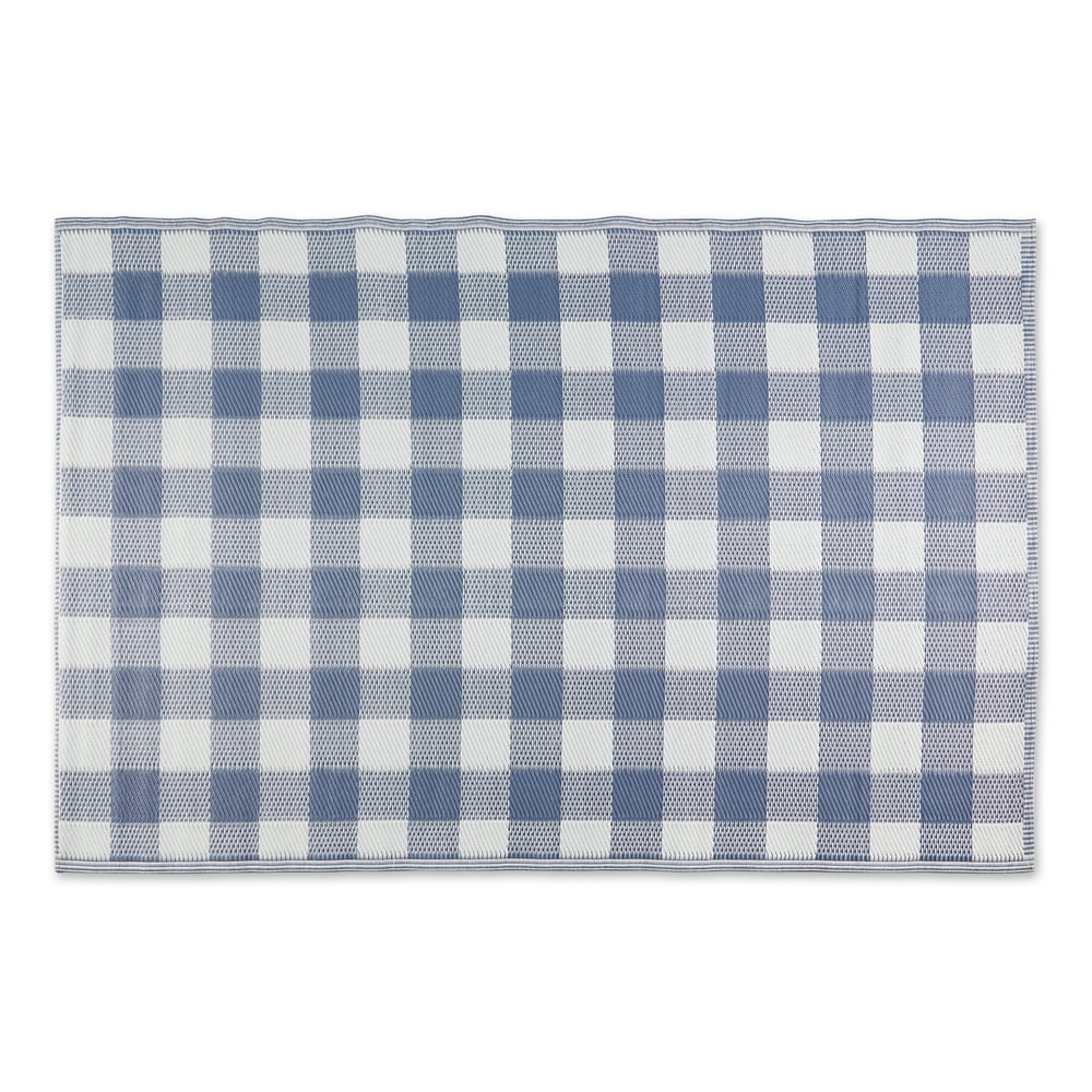 DII French Blue and White Buffalo Check Outdoor Rug 4x6 Ft Walmart