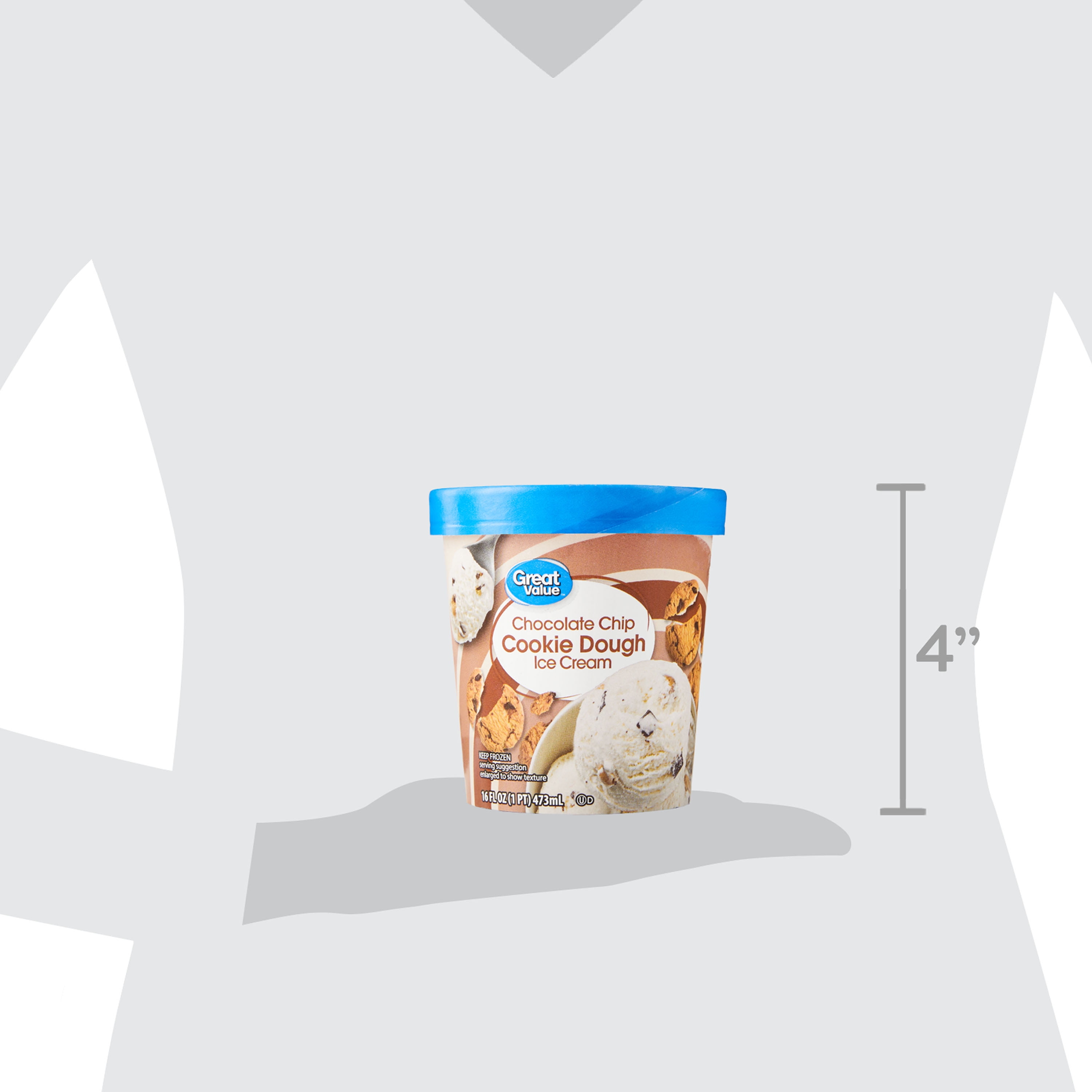 Great Value Chocolate Chip Cookie Dough Ice Cream, 16 fl oz