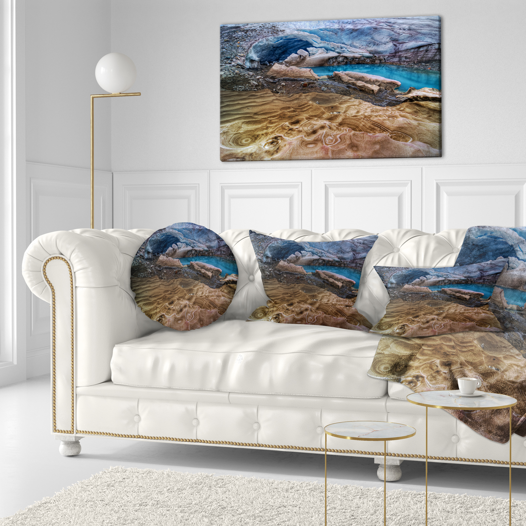 Designart Brilliant Turquoise Melt Pool - Landscape Printed Throw Pillow - 12x20