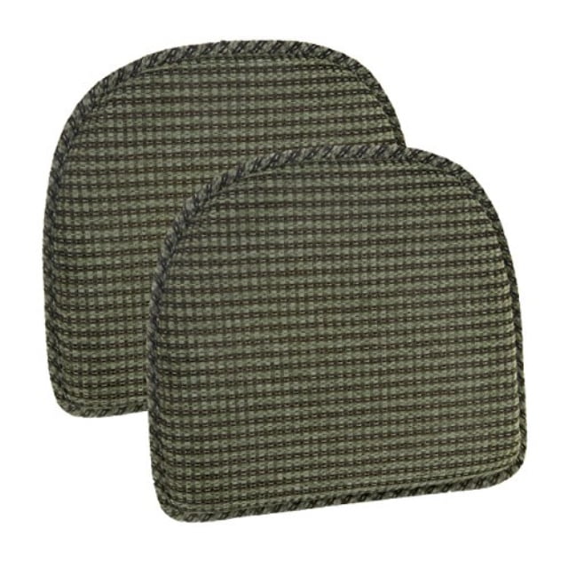 Klear Vu Staten Gripper DelightFill NonSlip Dining Chair Pads, 15" x 16", Set of 2 Cushions, 15