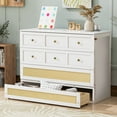 thumbnail image 5 of Harper & Bright Designs Full Murphy Bed Cabinet Bed, Full Size Murphy Bed with Storage Drawers, Wood Full Wall Bed Rattan Chest Murphy Bed Frame, White, 5 of 17