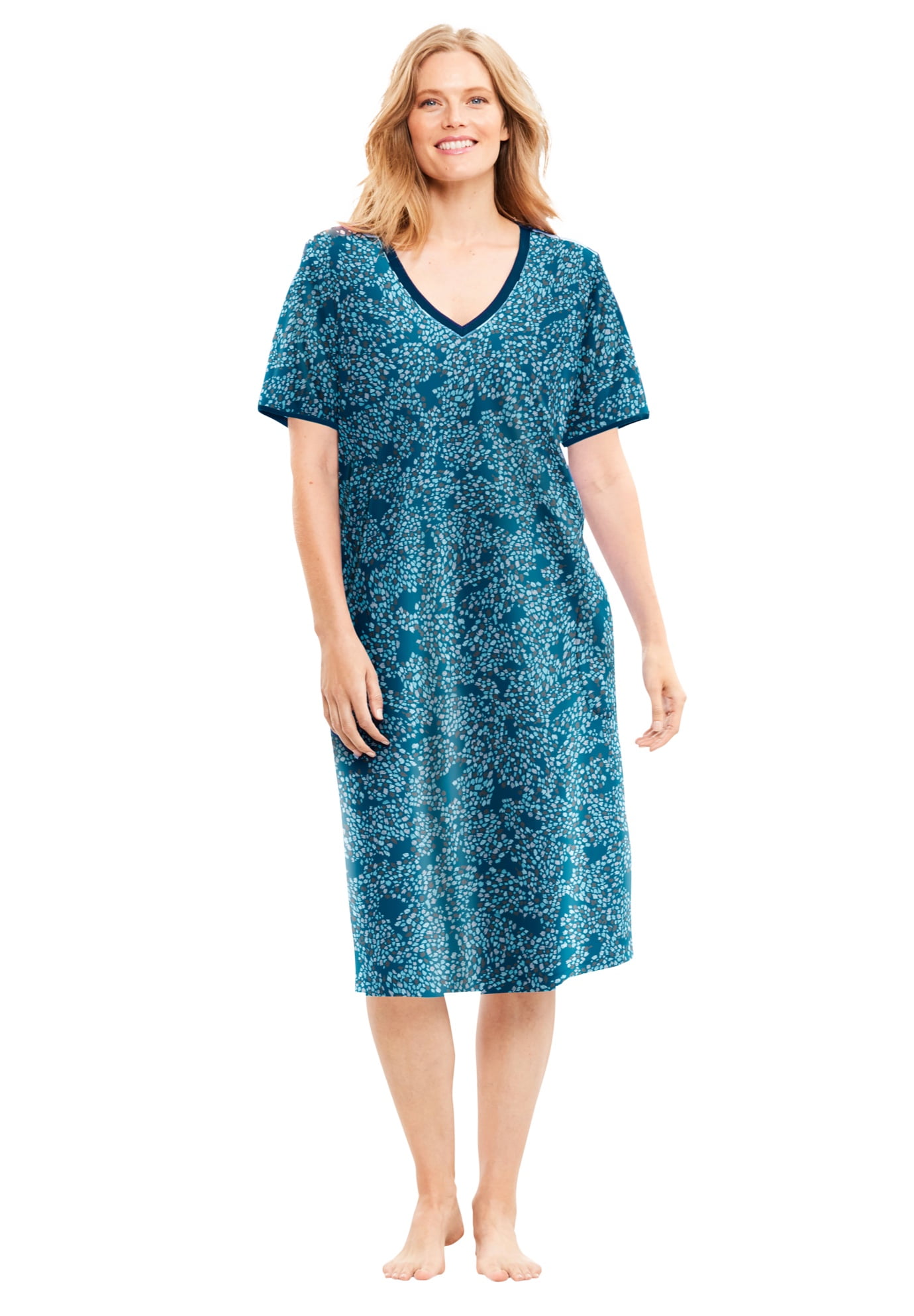 Dreams & Co. Women's Plus Size Short TShirt Dress or Nightgown Dress