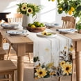 thumbnail image 2 of Table Runner 108 Inches Long for Kitchen Dining, Yellow Floral Spring Dresser Scarf Farmhouse, Dining Table Decorations for Wedding/Parties, Summer Rustic Botanical Vintage Wood 13 x 108 In, 2 of 9