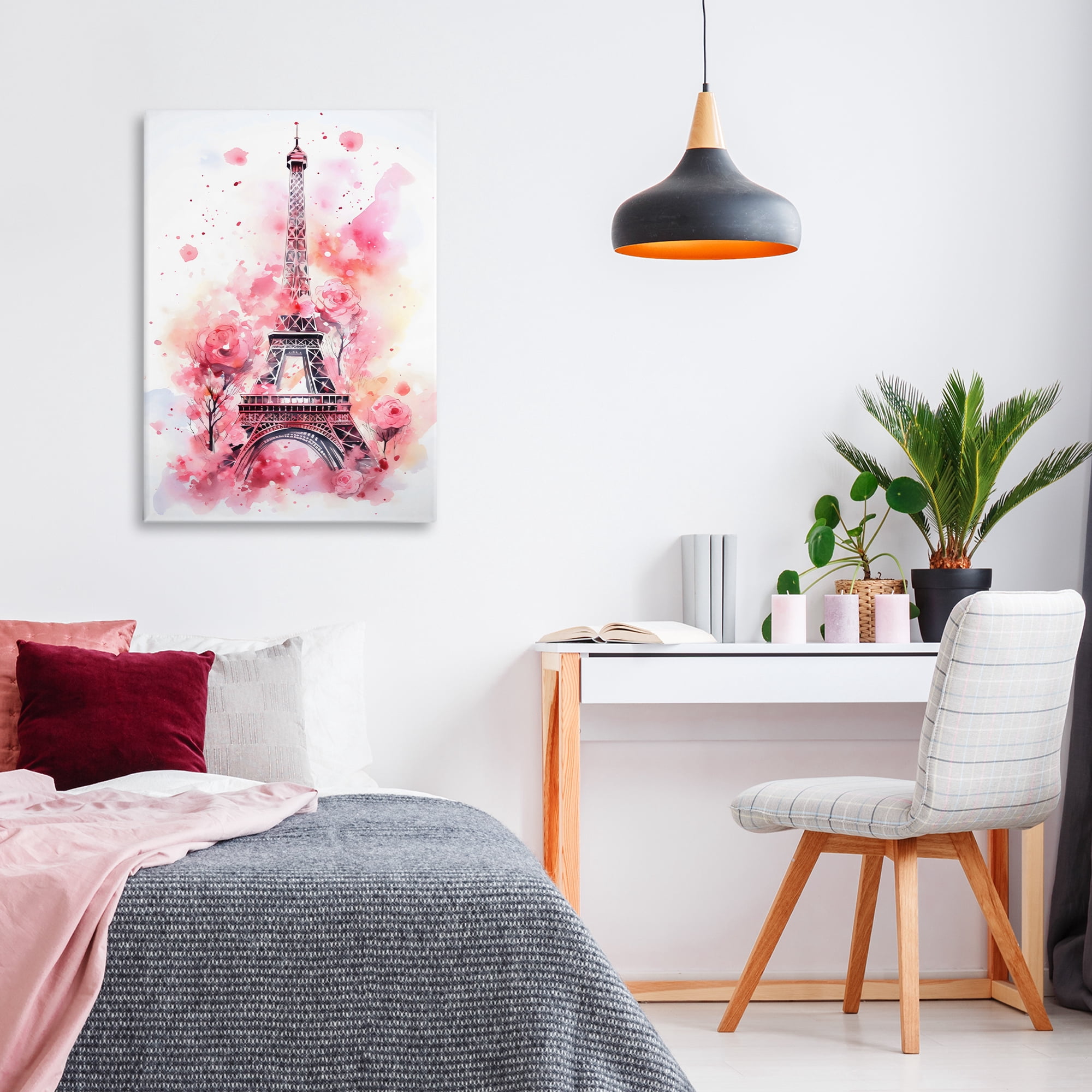 Stupell Industries Eiffel Tower In Roses Canvas Wall Art, design by Creative Studio