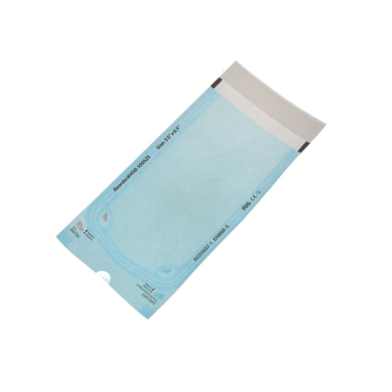 House Brand Dentistry 100525 Paper/Blue Film Self-Sealing Sterilization  Pouches 3.50 x 6.5 200/Bx 