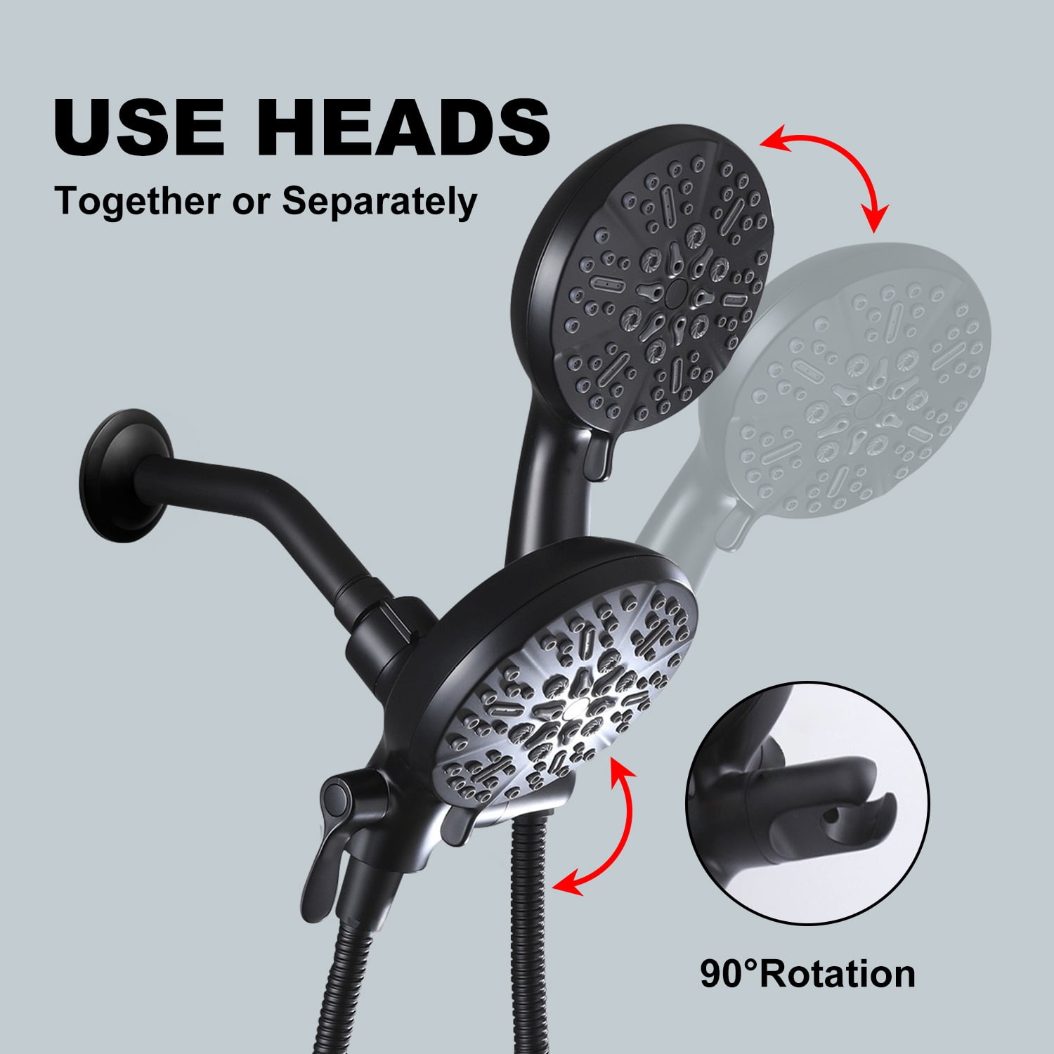 High Pressure 3-Way Rainfall Combo, Rain Showerhead and Hand Held Shower Separately or Together, Comes with Shower Hose, Shower Arm