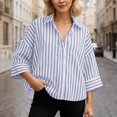 thumbnail image 4 of Blouses for Women Dressy Casual Slim Linen Long Sleeve Shirt Striped Casual Blouse Outfits, 4 of 8