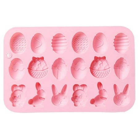 

Carmenl Clearance Deal!Silicone 18 Easter Egg Rabbit Chocolate Molds Ice Molds Easter Festival DIY Egg Pattern Cake Molds Dessert Molds