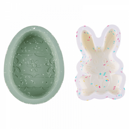 

2 Piece Easter Set Silicone Mold Cute Rabbit And Egg Shaped Mold Diy Cake Bread Mold Kitchen Baking Mold