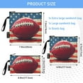 thumbnail image 3 of Haosy 3 Pack Reusable Ziploc Bags BPA Free Healthy Food Storage Bag Leakproof Sandwich Snack Freezer Bags Football on American Flag, 3 of 7