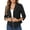 Black, variant on Women's 3/4 Ruched Sleeve Cropped Blazer Shawl Lapel Stylish Open Front Cardigan