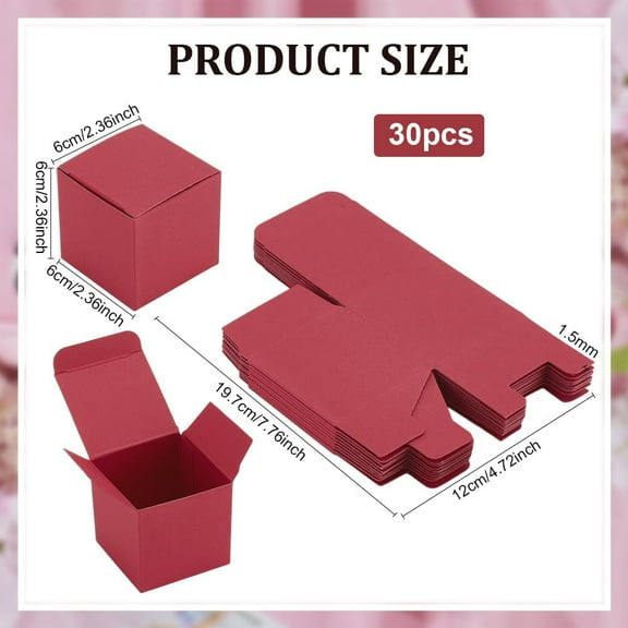 30pcs Paper Box Foldable Candy Box 2.4 inch Square Gift Boxes Small Party Favor Boxes Little Gift Packaging Paper Boxes for Wedding Christmas Proposal Party Decor Red