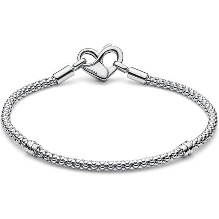 Pandora Moments Studded Chain Bracelet - Compatible Moments Charms - Sterling Silver Charm Bracelet for Women - Gift for Her - 21 cm, No Gift Box