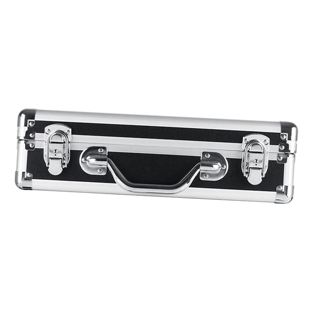 Caja de herramientas de aleación de aluminio, caja de almacenamiento ligera con cerradura, maletín de mano XL y negro