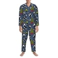 thumbnail image 3 of Lsque Festive Cats and Trees Pattern Long Sleeve Pajama Set for Men - Soft 2-Piece Sleepwear and Loungewear Set with Pockets, Comfy Nightwear-Small, 3 of 7