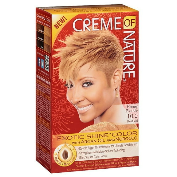 Creme Of Nature Argan Oil Exotic Shine Permanent Hair Color, Honey Blonde 1.0 set Pack of 2