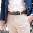 thumbnail image 6 of SENDEFN Men's Leather Belt Automatic Ratchet Buckle Slide Belt for Dress Casual Trim to Fit with Gift Box, 6 of 6