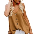 thumbnail image 2 of ATOYSOY Women's Satin Loose Tank Tops Solid Color Sleeveless Trendy Tees V Neck Button Spaghetti Strap Casual Summer Camisole Girls Beach Retro Orange L Clearance, 2 of 9