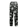 thumbnail image 4 of Fabrcox Men's Big and Tall Pj Pants Elastic Waist Wide Leg Pj Pants Christmas Snowflake Printed Casual Baggy Loose Christmas Pajama Pants Black L, 4 of 5
