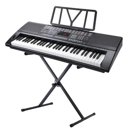 Yescom Electronic Piano Keyboard 61 Key Full Size Music with X Stand LCD Display USB Input