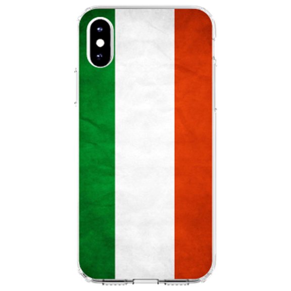 DistinctInk Clear Shockproof Hybrid Case for iPhone X / XS (5.8" Screen) - TPU Bumper, Acrylic Back, Tempered Glass Screen Protector - Hungary Old Flag