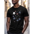 thumbnail image 3 of Starry Sky Men's T Shirts Universe T-Shirt for Men Stars Crew Neck Tees Cotton Tops, Black, L, 3 of 7