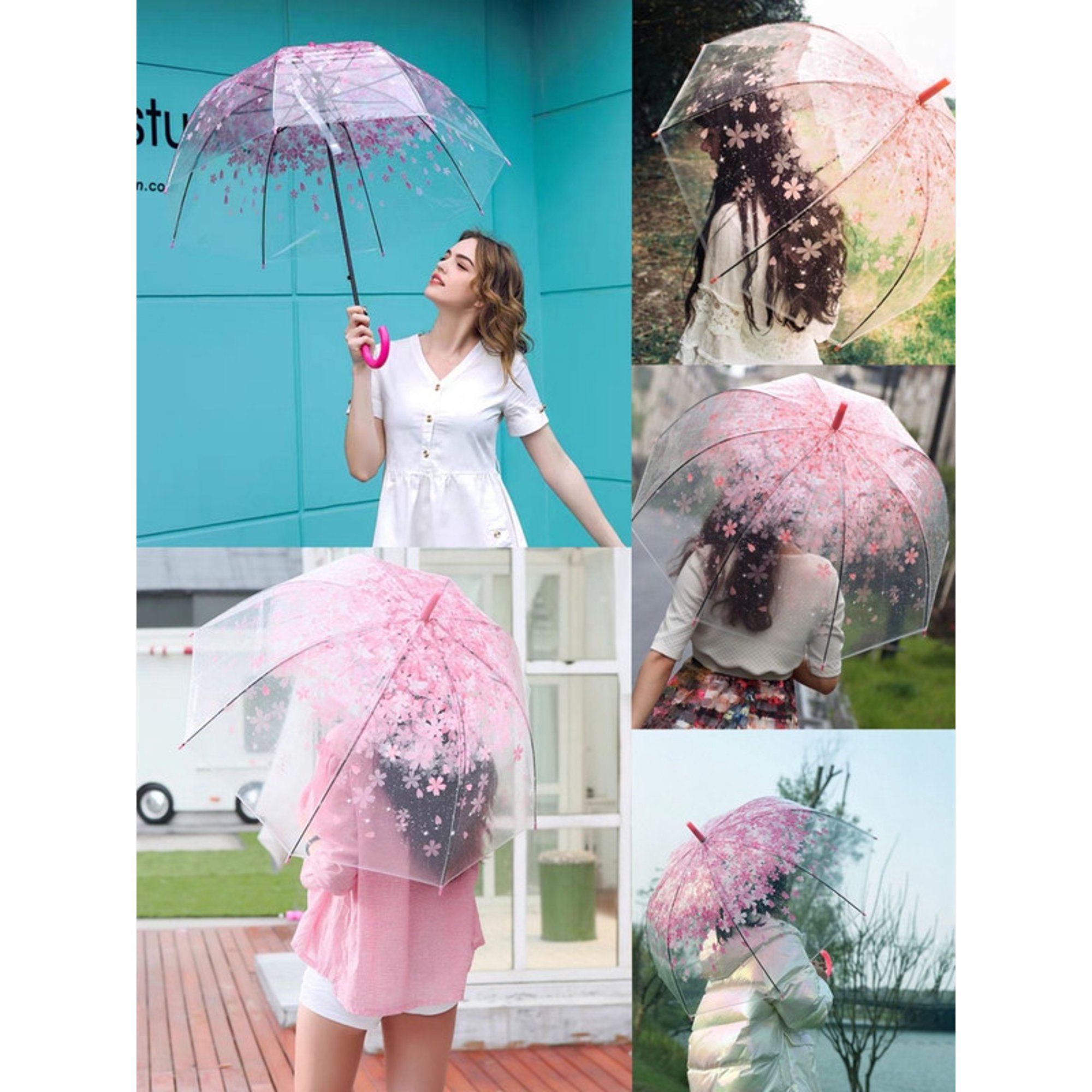 Parapluie Hello Kitty Transparent Manuel Pour Enfant - 48 Cm, Rose - Neuf Avec Étiquette