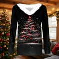 thumbnail image 4 of qelini Christmas Shirts for Women Long Sleeve Furry V Neck Pullover Xmas Tree Print Tops Funny Holiday Clothes, 4 of 5