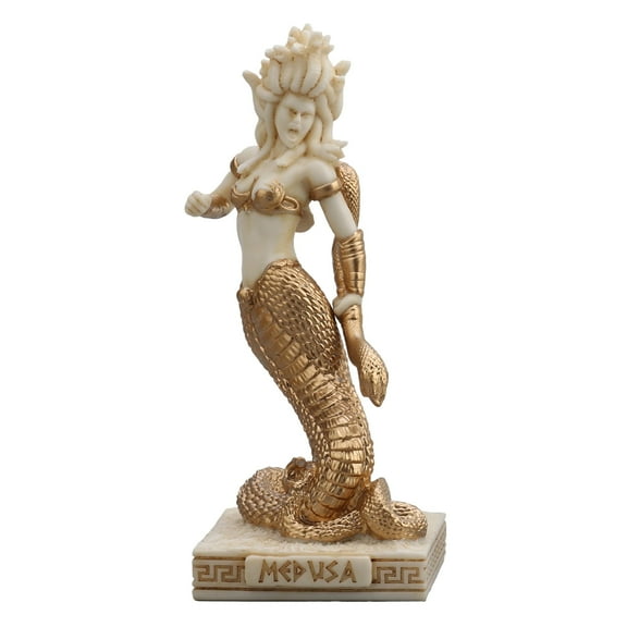 Veronese Design Medusa The Gorgon Resin Miniature Figurine, 3 1/2, White Gold