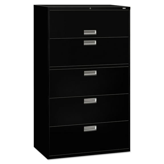 HON 5 Drawers Lateral Lockable Filing Cabinet, Black