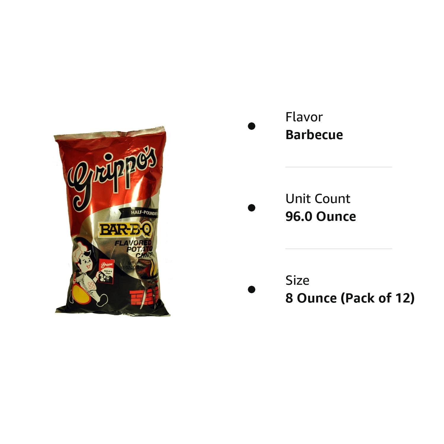 Grippo's BBQ Potato Chips (12 - 8oz Bags)