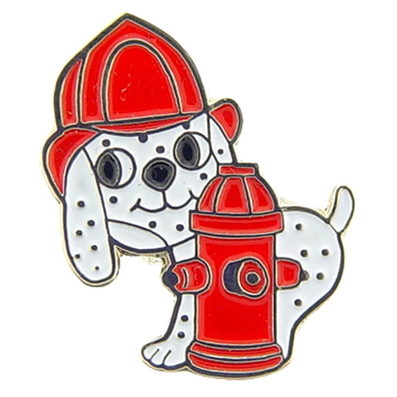 FIRE & EMS, Dog Hydrant Lapel Pin - Officially Licensed Originals, Enamel Pin, Red & White - 1"
