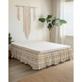 thumbnail image 2 of Abstract Boho Wrap Around Bed Skirts for King Bed 18" Drop,Bed Skirt with Adjustable Elastic Belt Dust Ruffle Bed Valance for Bedroom Hotel Modern African Ethnic Geometric Beige Bed Frame Cover, 2 of 7