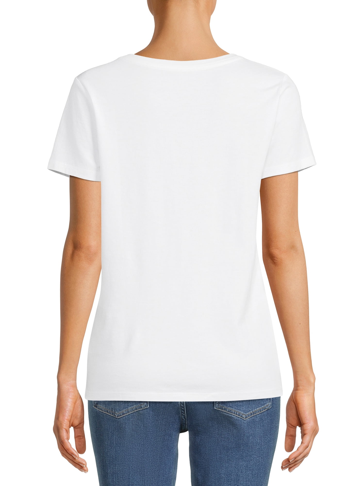 Time and Tru Women's V-Neck T-Shirt with Short Sleeves