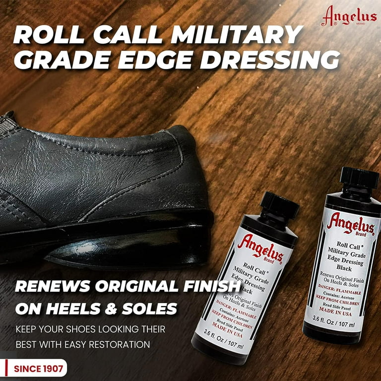 55AS Angelus Roll Call Military Edge Dressing For Shoes Soles Heels Black  4Oz 