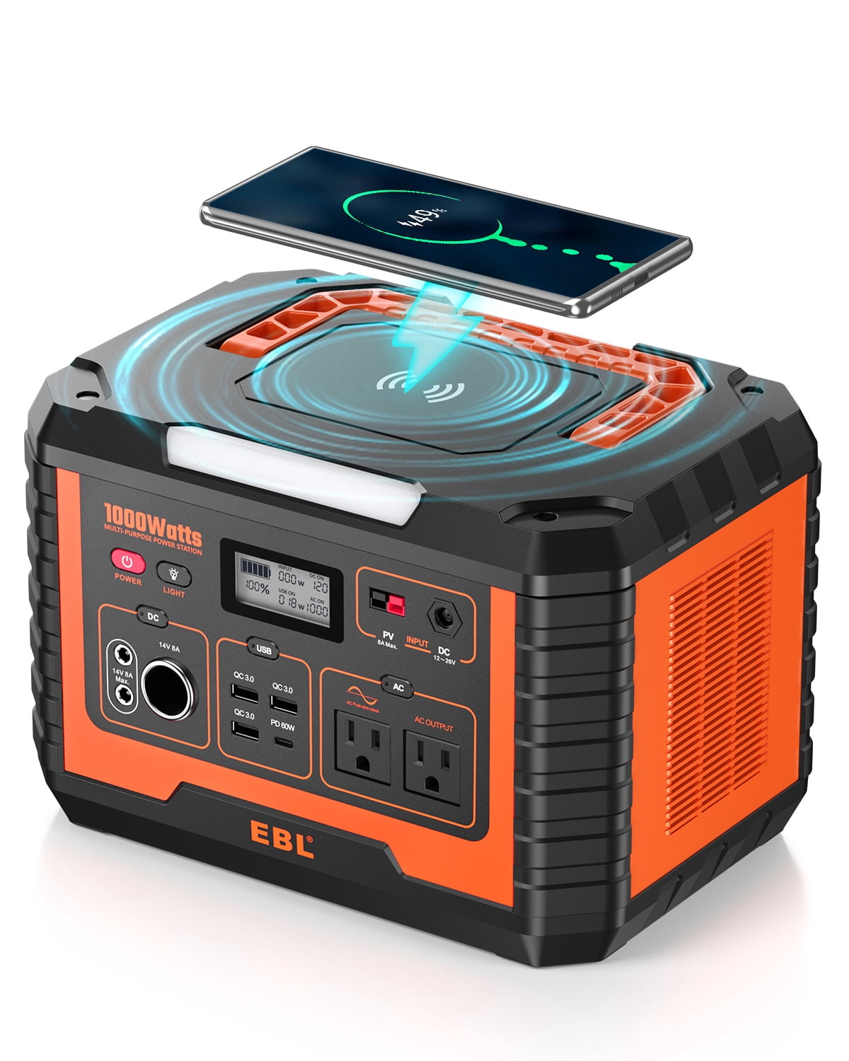 EBL 2-Pack 1000W Portable Power Station (Peak 2000W), 270000mAh Solar Generator, Waterproof Outdoor Battery for Camping, RV, Emergencies