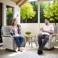 thumbnail image 3 of XIZZI 3-Piece Patio Furniture Set High Back Patio Conversation Chairs Set Outdoor Swivel Glider Rocker Chairs Wicker Outdoor Rocking Swivel Chairs with Side Table for Porch, Dark Gray, 3 of 11
