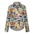 thumbnail image 4 of Tejiojio Women Clothes Clearance Fashion Women Print Casual Long Sleeve Turndown Collar Button Shirt Tops, 4 of 9