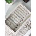thumbnail image 3 of Coward 20 Hooks Necklace Holder Organizer Display Case Box,Jewelry Storage Tray with Glass Lid for Women(Beige), 3 of 9