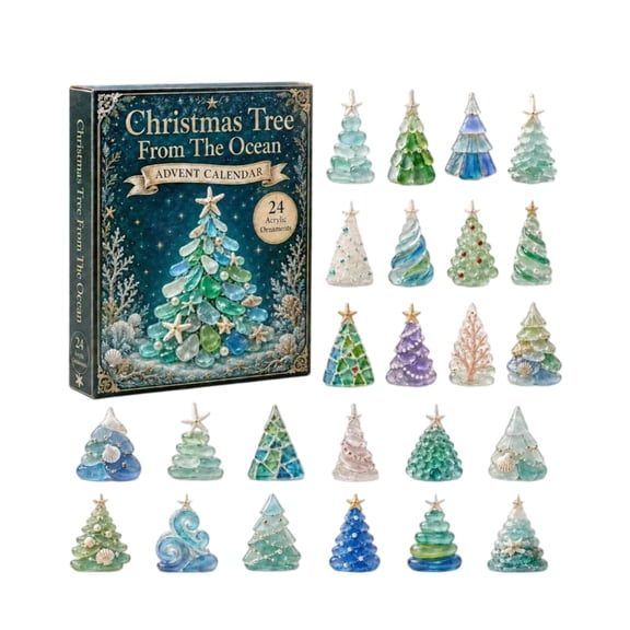 Joyful Pearl Christmas Tree Collectible Advent Calendar, 24‑Day Christmas Countdown Ornaments, Decorative Acrylic Pendant Set for Gifting