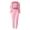 thumbnail image 4 of Tthxqing Womens Hoodies Sets 3 Piece Outfits Loungewear Set,Trendy Full Zip up Cropped Hoodies Baggy Sweatpants Love Print Tank Tops Travel Vacation Sets with Pockets Pink S, 4 of 5