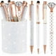 thumbnail image 1 of Sabary 8 bolígrafos con portalápices para escritorio, metal, cristal, diamante, portalápices con purpurina, bolígrafos elegantes, tinta negra, organizador de escritorio para mujeres, niñas, oficina, r, 1 of 3