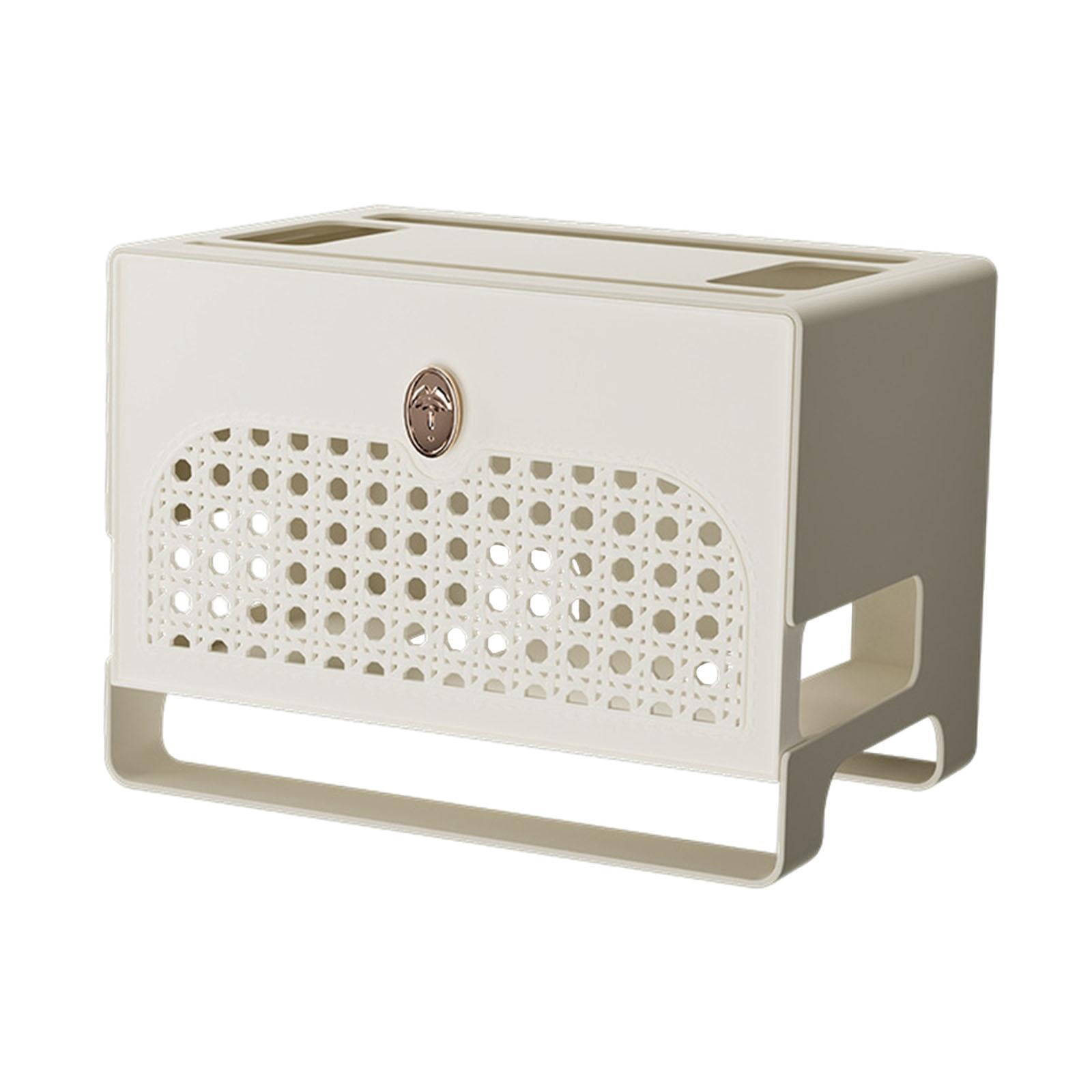 Fiocias Cable Management Box Cord Holder Portable Freestanding Multifunctional Dustproof White