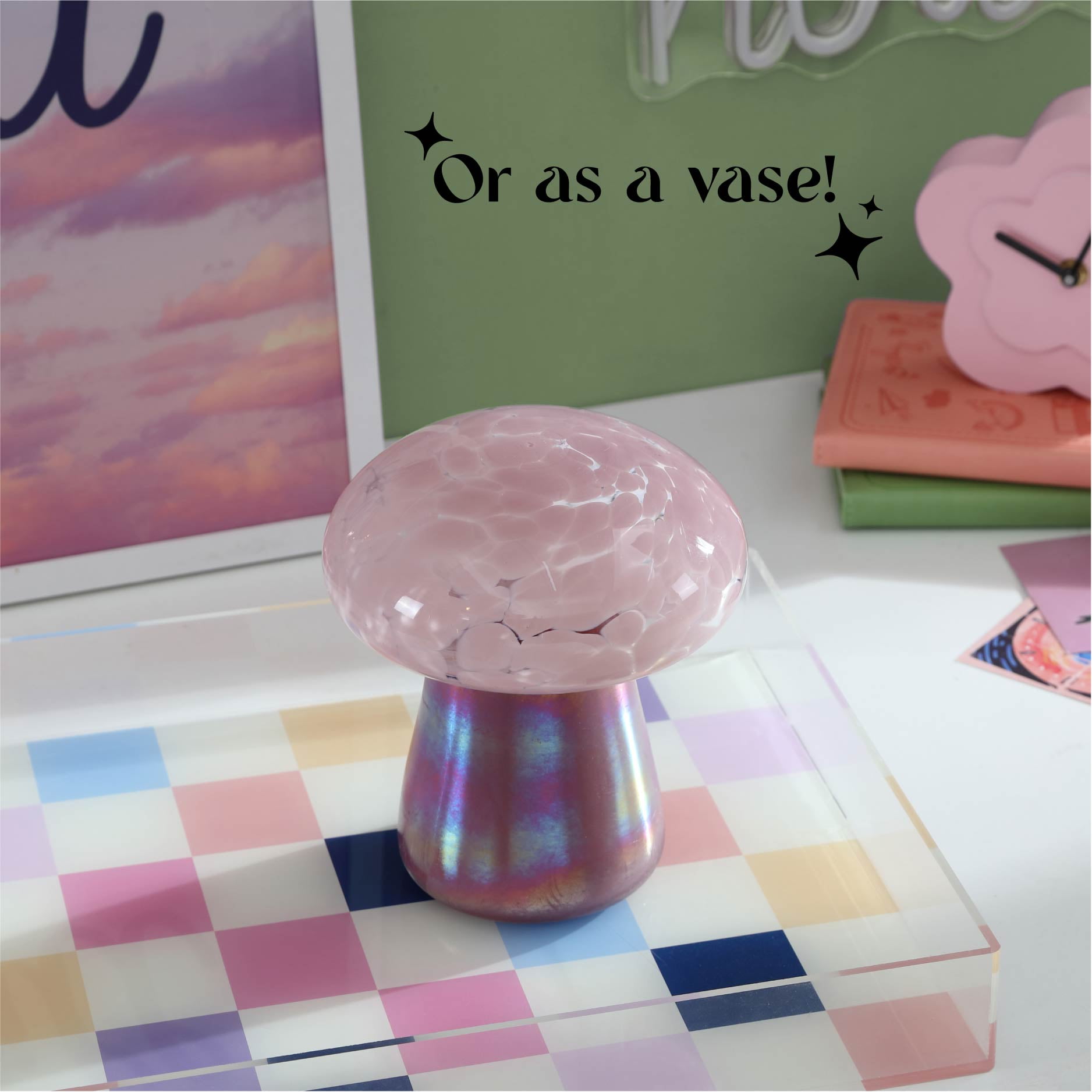 Urban Shop 6.7" x 5.9" Lidded Iridescent Purple Mushroom Candle