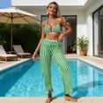 thumbnail image 3 of Lerpwige 3PCS Striped Swimsuit Top and Pants Set Comfortable Wear for Active Women, 3 of 11