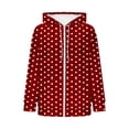 thumbnail image 6 of Trikvn Women's Polka Dot Zip Up Hoodies Long Sleeve Lightweight Sweatshirts Classic Printed Full Zip Jacket with Pockets and Drawstring Casual Outerwear for Fall Fashion, 6 of 7