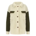 thumbnail image 6 of Olyvenn Women's Winter Coats Color Block Lapel Button Down Fleece Sherpa Jacket Casual Trendy Warm Outerwear Army Green XXL, 6 of 9