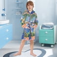 thumbnail image 5 of FORMRS Niños Bathrobe Unisex Hooded Robe Soft Plush Pajamas Sleepwear, Size 10-12T, Blue Window, 5 of 7