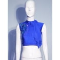 thumbnail image 3 of dPois Women's Lyrical Dance Crop Top Shiny Rhinestone Sleeveless Exquisite Embroidery Stage Performance Vest Royal Blue L, 3 of 7